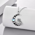 wholesale 925 Sterling Silver Moonstone Owl Pendant Necklace - Unique Gifts for Her-0-3