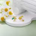 wholesale Gold Plated Palm Tree Green Crystal Stud Earrings Wholesale for Women 925 Sterling Silver  Set-0-3