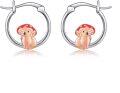 wholesale 925 Sterling Silver Mushroom Rabbit Hoop Earrings for Girls and Women Gift Idea-0-0