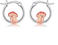 wholesale 925 Sterling Silver Mushroom Rabbit Hoop Earrings for Girls and Women Gift Idea-Bunny