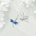 wholesale 925 Sterling Silver Blue Enamel Dragonfly Drop Earrings for Women Girls  4cm Long-0-3