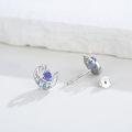 wholesale 925 Sterling Silver Purple Fire Opal Moon & Stars Stud Earrings Celestial s for Women Girls-0-1