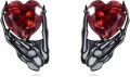 wholesale 925 Sterling Silver Heart Hand Claw Stud Earrings Red Crystal Gothic  for Women-0-0