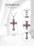 wholesale 925 Sterling Silver Red Crystal Gothic Cross Pendant Necklace  for Women-0-1