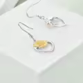 wholesale 925 Sterling Silver Gold Plated Heart-Shaped Sunflower Dangle Drop Earrings Wholesale for Women-0-3