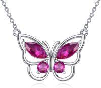 wholesale 925 Sterling Silver Amethyst Butterfly Necklace for Women Crystal Pendant Gift-July Birthstone