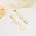 wholesale 14K Gold Yellow Heart Dangle Chain Tassels Studs for Women - Valentine's Day Gift Ideas-0-3