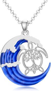 wholesale 925 Sterling Silver Tree of Life Wave Ocean Pendant Necklace  for Women Girls Mother's Day Birthday Anniversary Valentine's Day Graduation Christmas Present Ideas-3-Sea Turtle