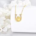 wholesale 14k Gold Horseshoe Necklace Wholesale With Lab Diamond Accents And Horse Head Design-0-1