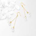wholesale Gold Solid 14K Freshwater Pearl Threader Tassel Dangle Earrings-0-4