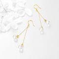 wholesale Gold Solid 14K Freshwater Pearl Threader Tassel Dangle Earrings-0-4