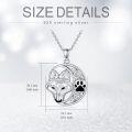 wholesale 925 Sterling Silver Wolf Head and Paw Print Charm Necklace - Gifts for Women & Girls-0-3