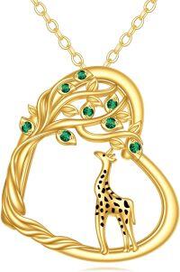 wholesale 14K Gold Giraffe Tree of Life Pendant Necklace 14K Gold Chain Mothers Day Gifts for Her-Giraffe