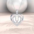wholesale 925 Sterling Silver Footprint Heart Pendant Necklace-0-1