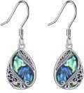 wholesale 925 Sterling Silver Teardrop Abalone Shell Bohemian Filigree Hook Earrings-0-0