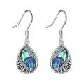 wholesale 925 Sterling Silver Teardrop Abalone Shell Bohemian Filigree Hook Earrings Wholesale-0-0