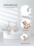 wholesale 925 Sterling Silver Moonstone Fox Dangle Earrings - Adorable Animal Jewelry for Women and Girls-0-5
