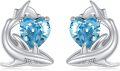wholesale 925 Sterling Silver Heart-Shaped Blue Topaz Shark Stud Earrings-0-0