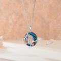 wholesale 925 Sterling Silver Rainbow Crystal Rose Flower Sisters Circle Pendant Necklace-0-3