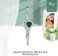 wholesale TOUPOP Cross Infinity Necklaces For Women White Gold S925 Sterling Silver Emerald May Birthstone Pendant Necklace Christian Religious Faith Cross Birthday Jewelry For Girlfriend Wife Friend -0-4