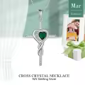 TOUPOP Sterling Silver Emerald Cross Pendant Necklace May Birthstone-0-4