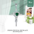 TOUPOP Sterling Silver Emerald Cross Pendant Necklace May Birthstone-0-4