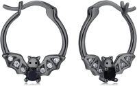 wholesale Black 925 Sterling Silver Bat Crystal Studs Small Animal Earings Minimalist s for Women Girls Teens-Bat(Black)