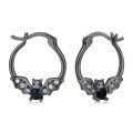 wholesale 925 Sterling Silver Bat Hoop Earrings Wholesale With Cubic Zirconia And Black Crystal-0-0