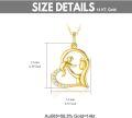 wholesale 14K Gold Mother and Child Heart Pendant Necklace with Cubic Zirconia - Gift for Mom/Wife/Grandma (18)-0-3