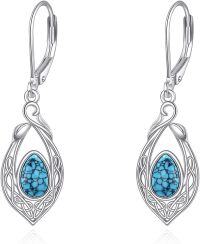 wholesale 925 Sterling Silver Teardrop Turquoise Drop Earrings for Women-Turquoise