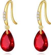 wholesale 14K Gold Crystal Dangle Drop Earrings Birthstone Jewelry Gift for Her-Garnet