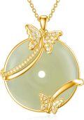 wholesale 14K Gold Plated 925 Sterling Silver Hetian Jade Butterfly Pendant Necklace for Women-0-0