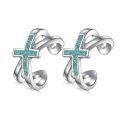 wholesale 925 Sterling Silver Turquoise Cross Hoop Earrings For Women-0-0