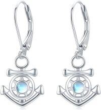 wholesale 925 Sterling Silver Moonstone Anchor Drop Dangle Leverback Earrings-Anchor Drop Earrings