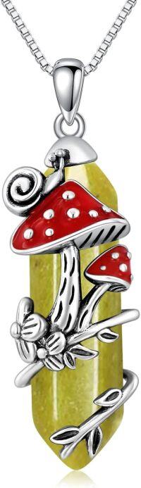 wholesale Sterling Silver Mushroom Necklace with Snail Pendant Gift for Women-Style 13-Peridot