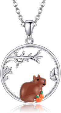 wholesale 925 Sterling Silver Capybara Pendant Necklace Animal Charm Gift for Women Girls-Capybara
