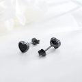 wholesale  925 Sterling Silver Black Heart Stud Earrings 7.3mm Romantic Love Gift for Women-0-5
