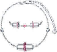 wholesale Sterling Silver Pearl Claddagh Pill Bracelet for Women  Char-07-July-Ruby