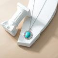 wholesale 925 Sterling Silver Natural Turquoise Flower Shape Pendant Necklace for Women Girls  43cm Chain Length-0-3