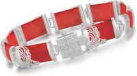 wholesale 18kt Gold Plated Sterling Silver Jade Bracelet for Women Fine Jewelry Gift-8.5 Inches B3-Red Jade-White Gold