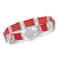 wholesale 925 Sterling Silver Green Jade Link Bracelet Wholesale With Intricate Clasp Design-8.5 Inches B3-Red Jade-White Gold