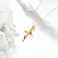 wholesale 14K Gold Cross with Ladybugs and Crystal Accents Pendant Necklace for Women-0-4