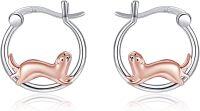 wholesale 925 Sterling Silver Otter Hoop Earrings - Adorable Gifts for Her Him-Ferret