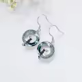 TOUPOP Sterling Silver Crystal Cat On Moon Dangle Drop Earrings-0-2
