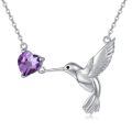 wholesale 925 Sterling Silver Hummingbird Necklace With Heart Amethyst Gemstone-0-0