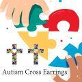 wholesale 925 Sterling Silver Autism Awareness Cross Stud Earrings with Colorful Puzzle Pieces and Heart Design-0-5