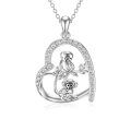 wholesale 925 Sterling Silver Mom Heart Shape Animal Pendant Necklaces for Women Girls Family Love Gift-0-81
