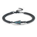 wholesale 925 Sterling Silver Black Chain Bracelet With Blue Inlay Arrowhead Design-0-0
