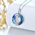 wholesale 925 Sterling Silver Blue Crystal Anchor Dolphins Pendant Necklace for Women-0-3
