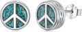 wholesale 925 Sterling Silver Turquoise Peace Sign Stud Earrings for Men & Women-0-0